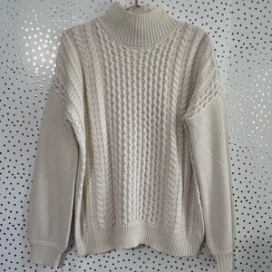 William Rast Mila Mock Neck Cable Knit Sweater Pullover